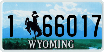 WY license plate 166017
