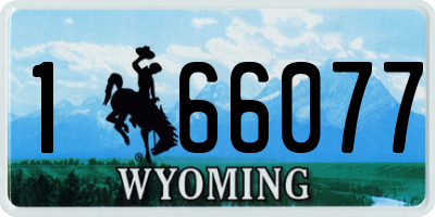 WY license plate 166077