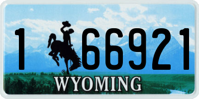 WY license plate 166921