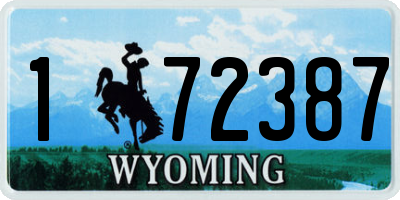 WY license plate 172387