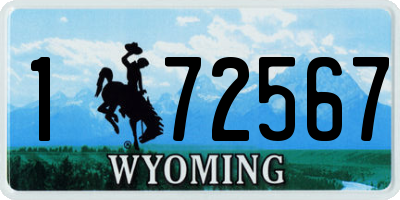 WY license plate 172567