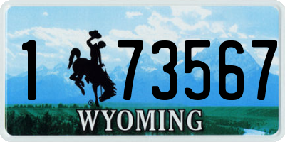 WY license plate 173567