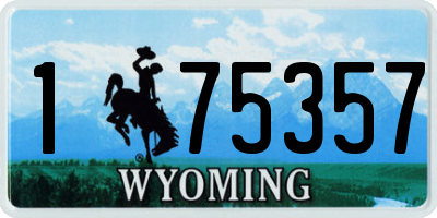 WY license plate 175357