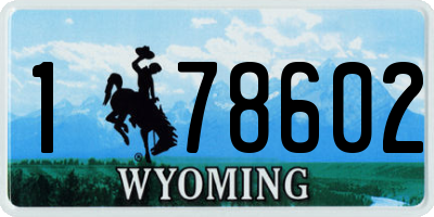 WY license plate 178602