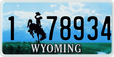 WY license plate 178934
