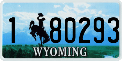 WY license plate 180293