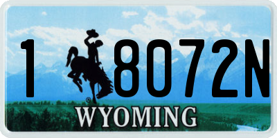 WY license plate 18072N
