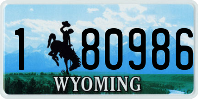 WY license plate 180986