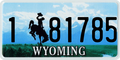 WY license plate 181785