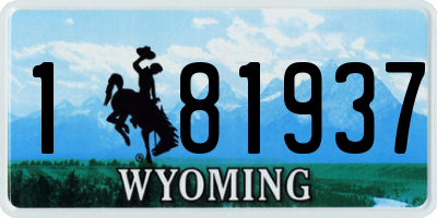 WY license plate 181937