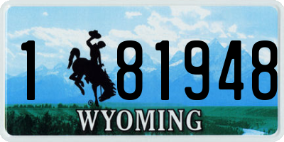WY license plate 181948