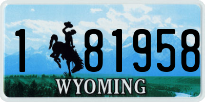WY license plate 181958