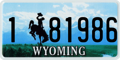 WY license plate 181986