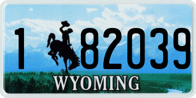 WY license plate 182039