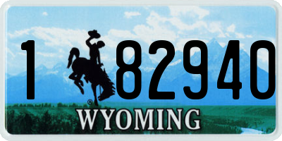 WY license plate 182940