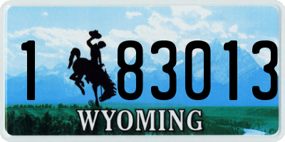WY license plate 183013