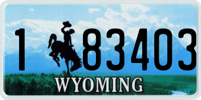 WY license plate 183403