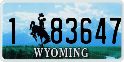 WY license plate 183647