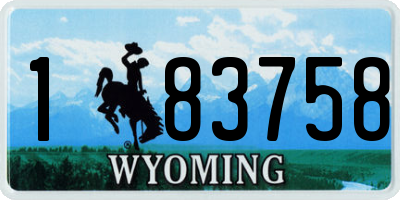 WY license plate 183758