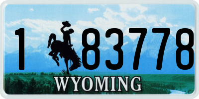 WY license plate 183778