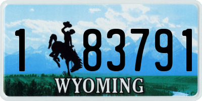 WY license plate 183791