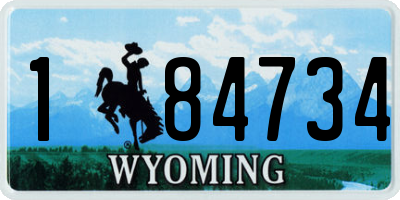 WY license plate 184734
