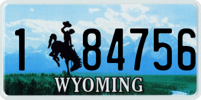 WY license plate 184756