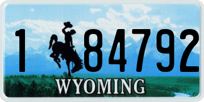 WY license plate 184792