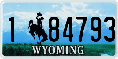 WY license plate 184793