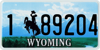 WY license plate 189204