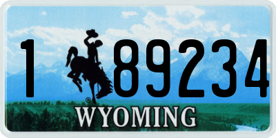 WY license plate 189234