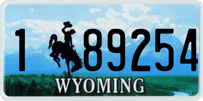 WY license plate 189254