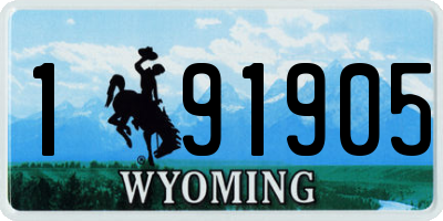 WY license plate 191905