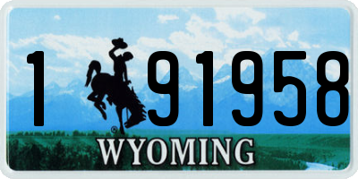 WY license plate 191958