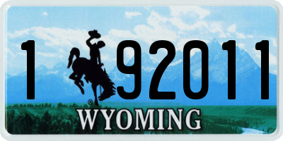 WY license plate 192011