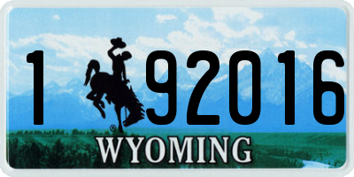 WY license plate 192016