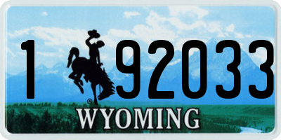 WY license plate 192033