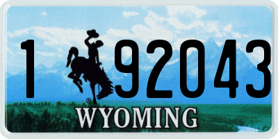 WY license plate 192043