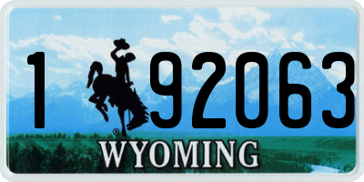 WY license plate 192063