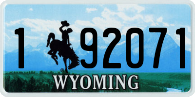 WY license plate 192071