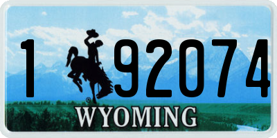 WY license plate 192074