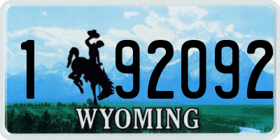 WY license plate 192092