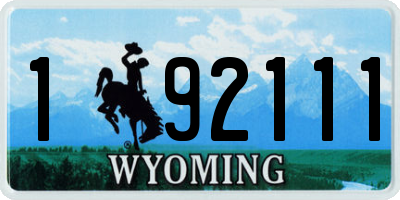WY license plate 192111