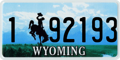 WY license plate 192193