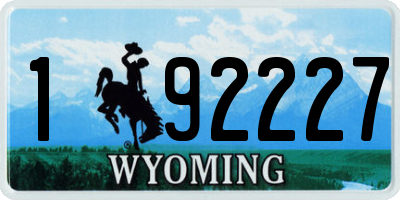 WY license plate 192227