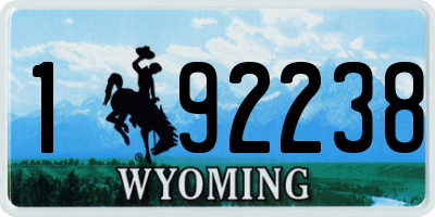 WY license plate 192238