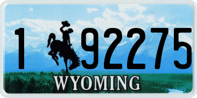 WY license plate 192275