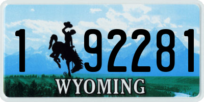 WY license plate 192281