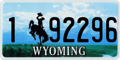 WY license plate 192296
