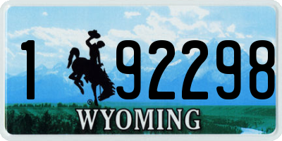 WY license plate 192298